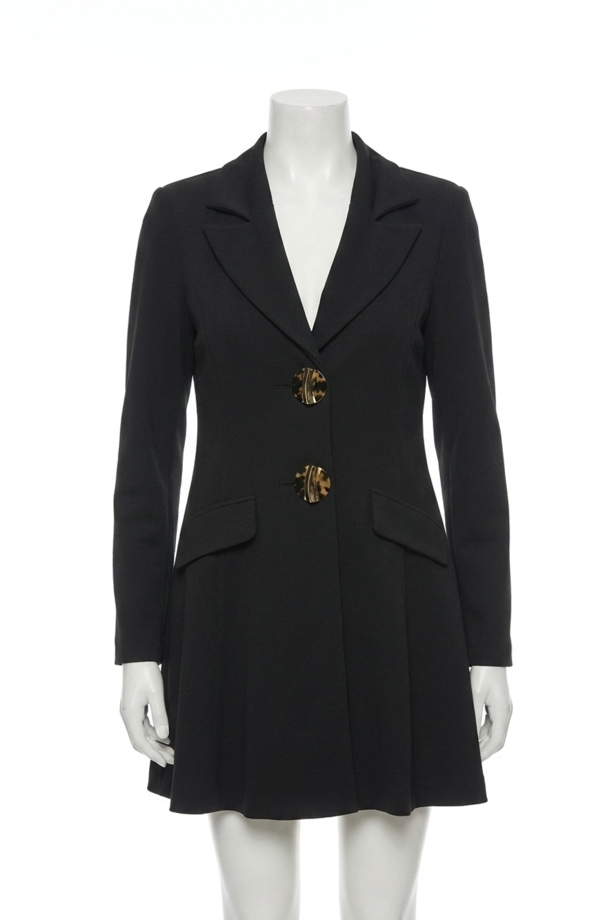 NEW JOSEPH RIBKOFF notched collar fit and flare coat in black